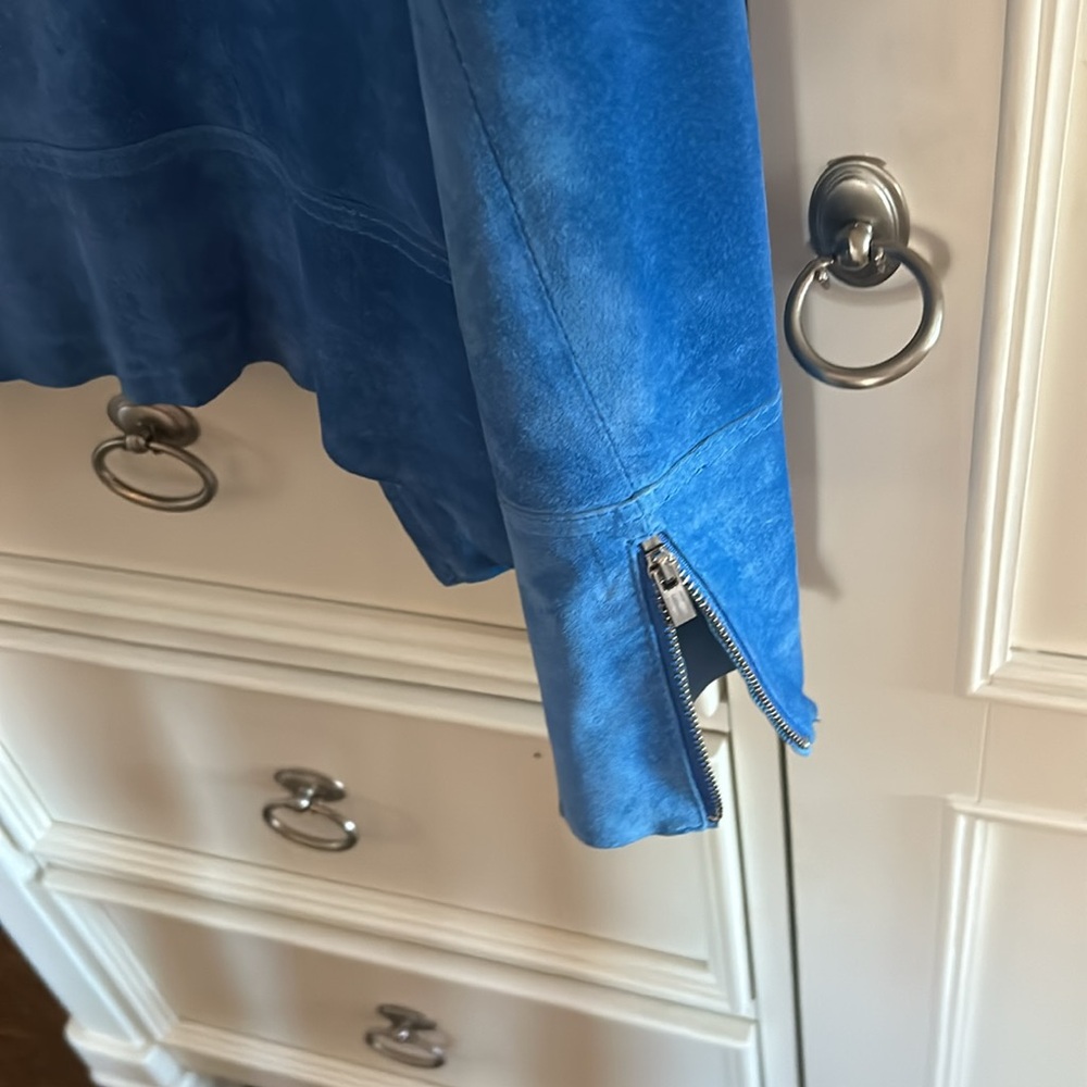 Light Blue genuine leather suede jacket - Picture 6 of 6